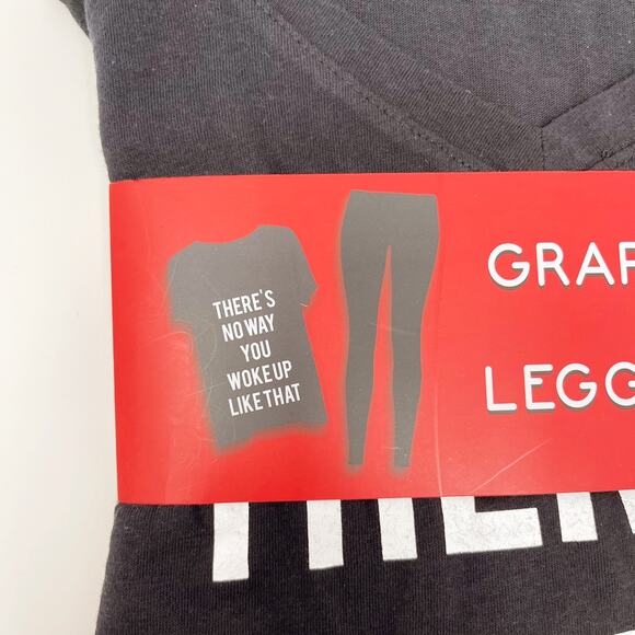 New Theres No Way You Woke Up Like That V Neck Legging Set 2 Pc Set Black Medium - Picture 6 of 6